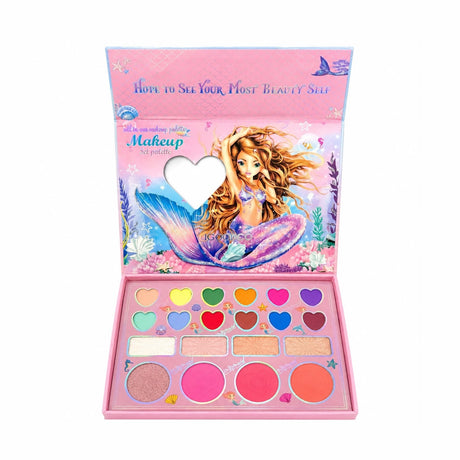 Trusă de Machiaj pentru Fetițe cu Oglindă – Paletă Makeup All-in-One, Farduri, Blush și Iluminator