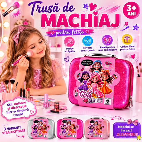 Trusă de Machiaj pentru Fetițe în Gentuță cu Accesorii, 3+ Ani – Model Aleatoriu