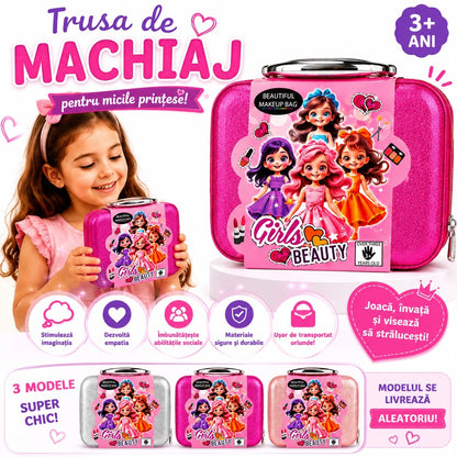 Trusă de Machiaj pentru Fetițe în Gentuță cu Accesorii, 3+ Ani – Model Aleatoriu