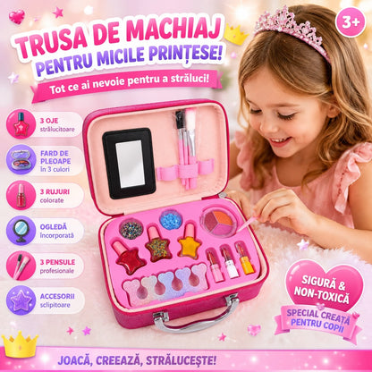 Trusă de Machiaj Unicorn pentru Copii în Geantă Elegantă – Set Cosmetic cu Oglindă și Accesorii, Culoare Aleatorie