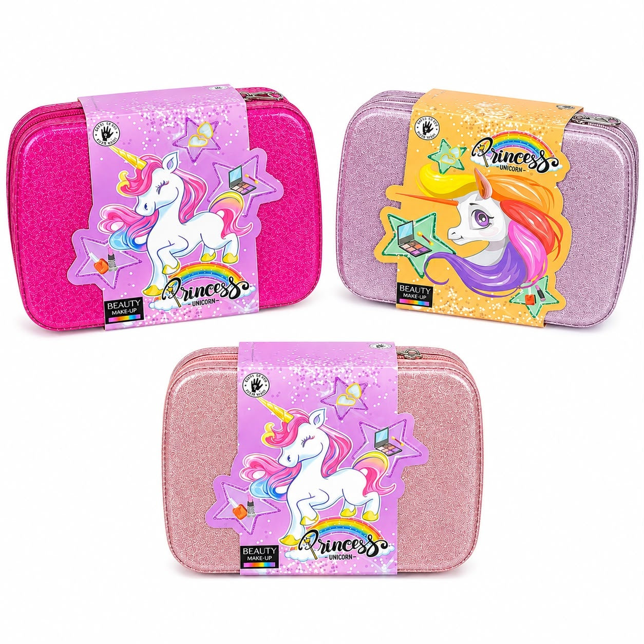 Trusă de Machiaj Unicorn pentru Copii în Geantă Elegantă – Set Cosmetic cu Oglindă și Accesorii, Culoare Aleatorie