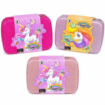 Trusă de Machiaj Unicorn pentru Copii în Geantă Elegantă – Set Cosmetic cu Oglindă și Accesorii, Culoare Aleatorie