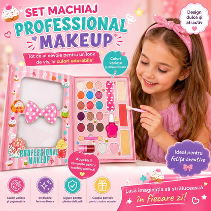 Trusă Machiaj pentru Copii Profesional Makeup – Set Cosmetice pentru Fetițe, Paletă Farduri