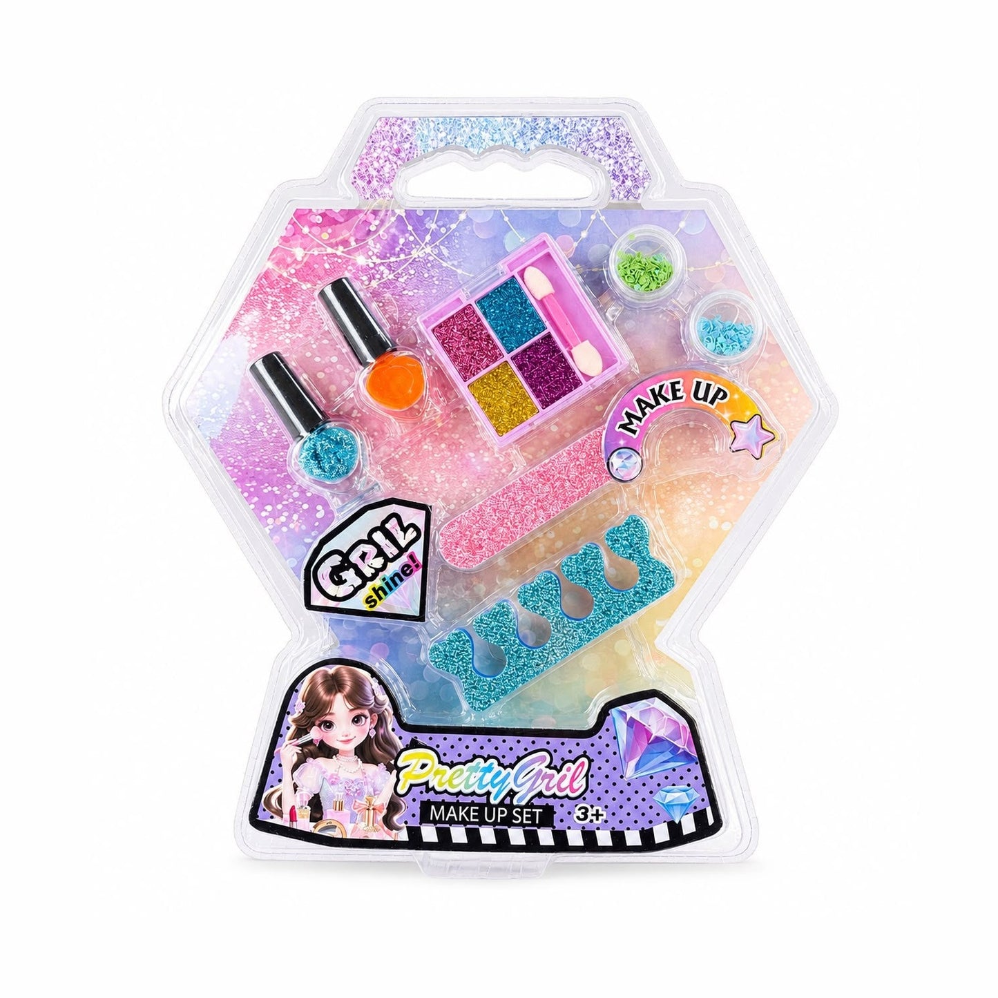 Trusă pentru Copii Pretty Girl Make Up Set cu Farduri, Oje, Sclipici și Accesorii pentru Unghii