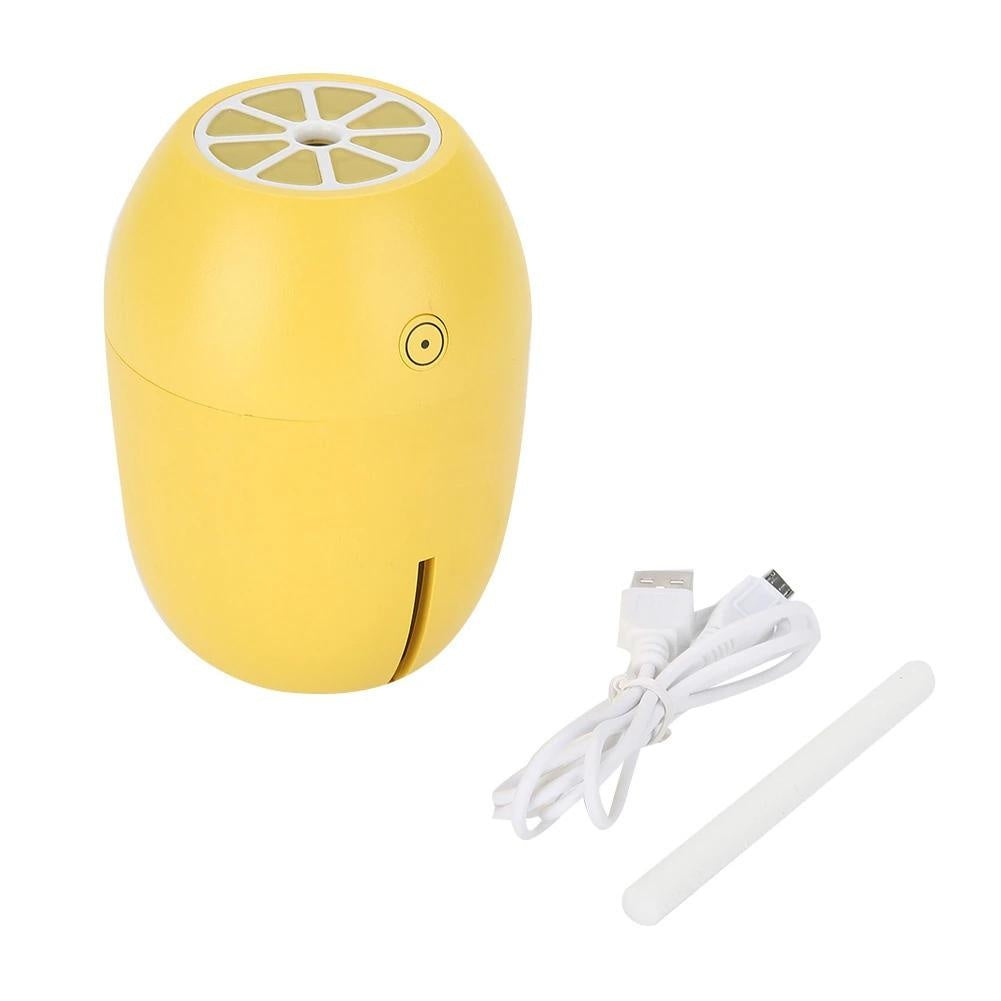 Umidificator aer portabil mini cu LED, aromaterapie, USB, design lamaie, galben