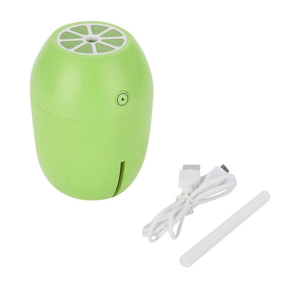 Umidificator aer portabil mini cu LED, aromaterapie, USB, design lamaie, verde