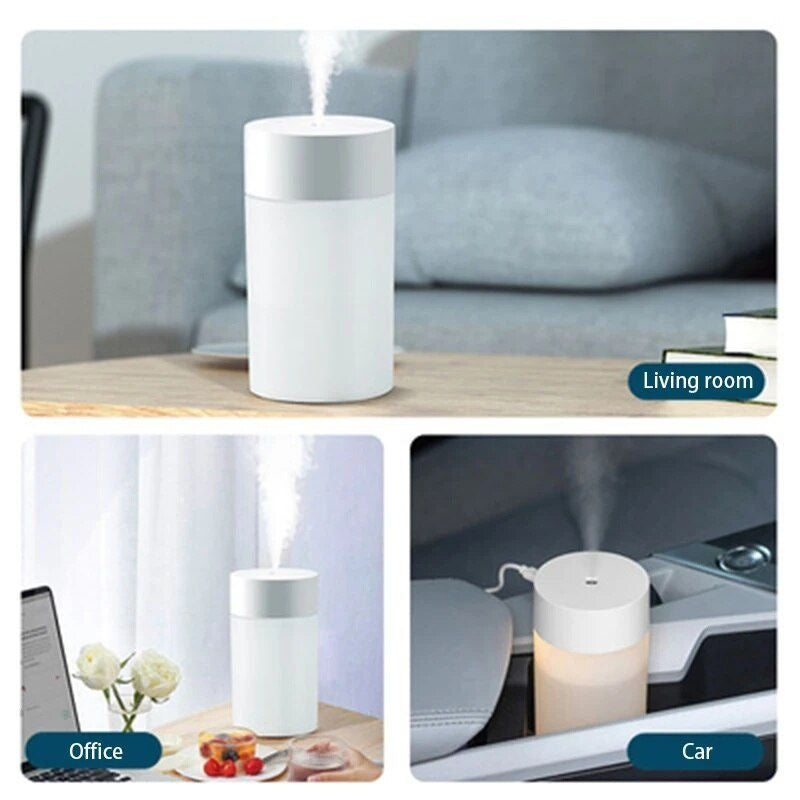 Umidificator aer portabil USB 260ml, difuzor aroma, vaporizator camera, iluminare ambientala, alb