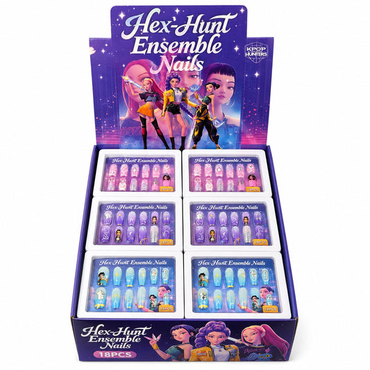 Unghii false pentru copii, model fantasy K-pop, colorate si usor de aplicat