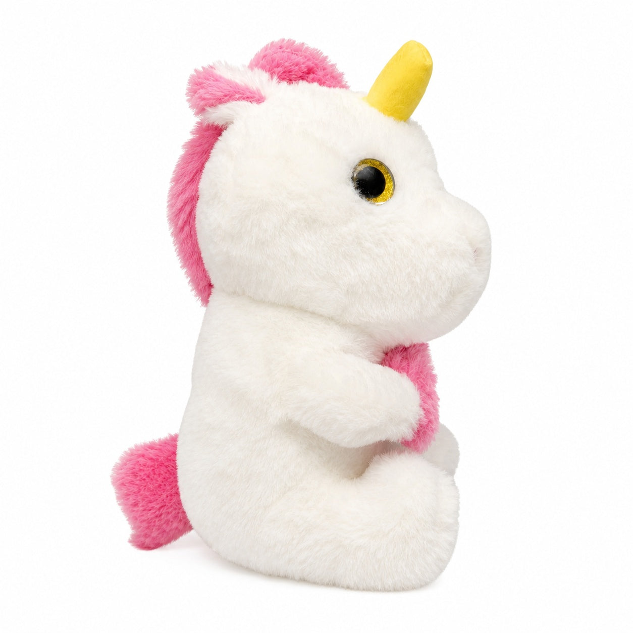 Unicorn de plus 25cm alb cu curcubeu, jucarie moale copii