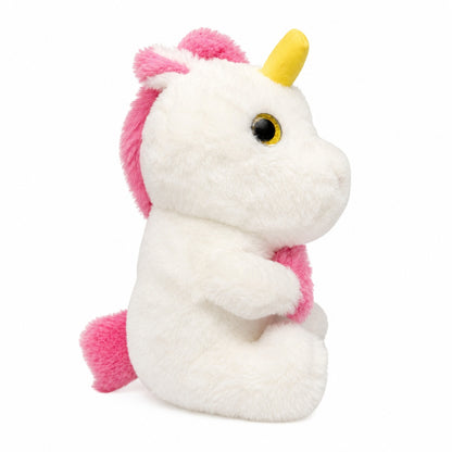 Unicorn de plus 25cm alb cu curcubeu, jucarie moale copii