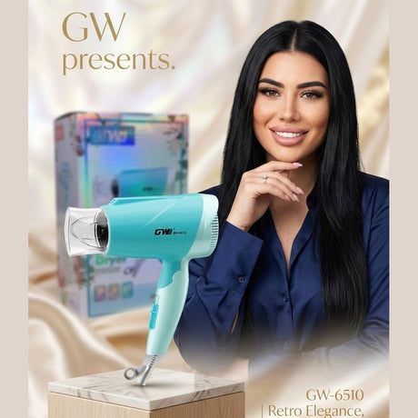 Uscator de par GW-6510, 1500W, 2 trepte viteza, duza concentrare, albastru cu alb