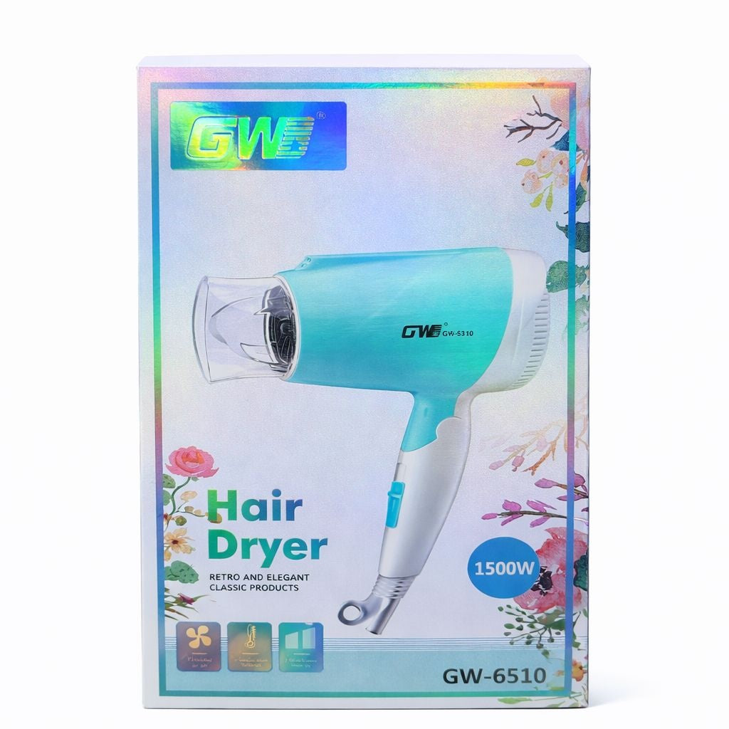 Uscator de par GW-6510, 1500W, 2 trepte viteza, duza concentrare, albastru cu alb