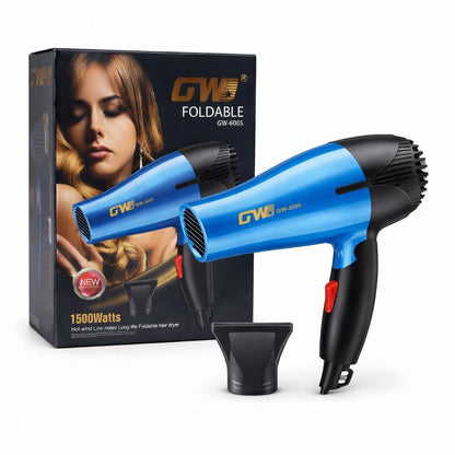 Uscător de păr pliabil GW-6005, 1500W, compact pentru călătorii, Albastru