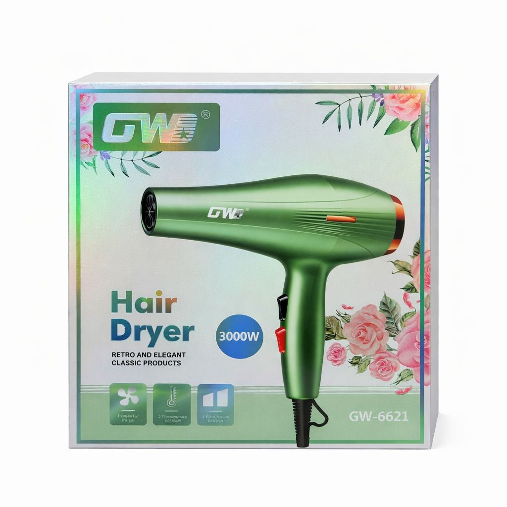 Uscător profesional de păr GW-6621, 3000W, Verde
