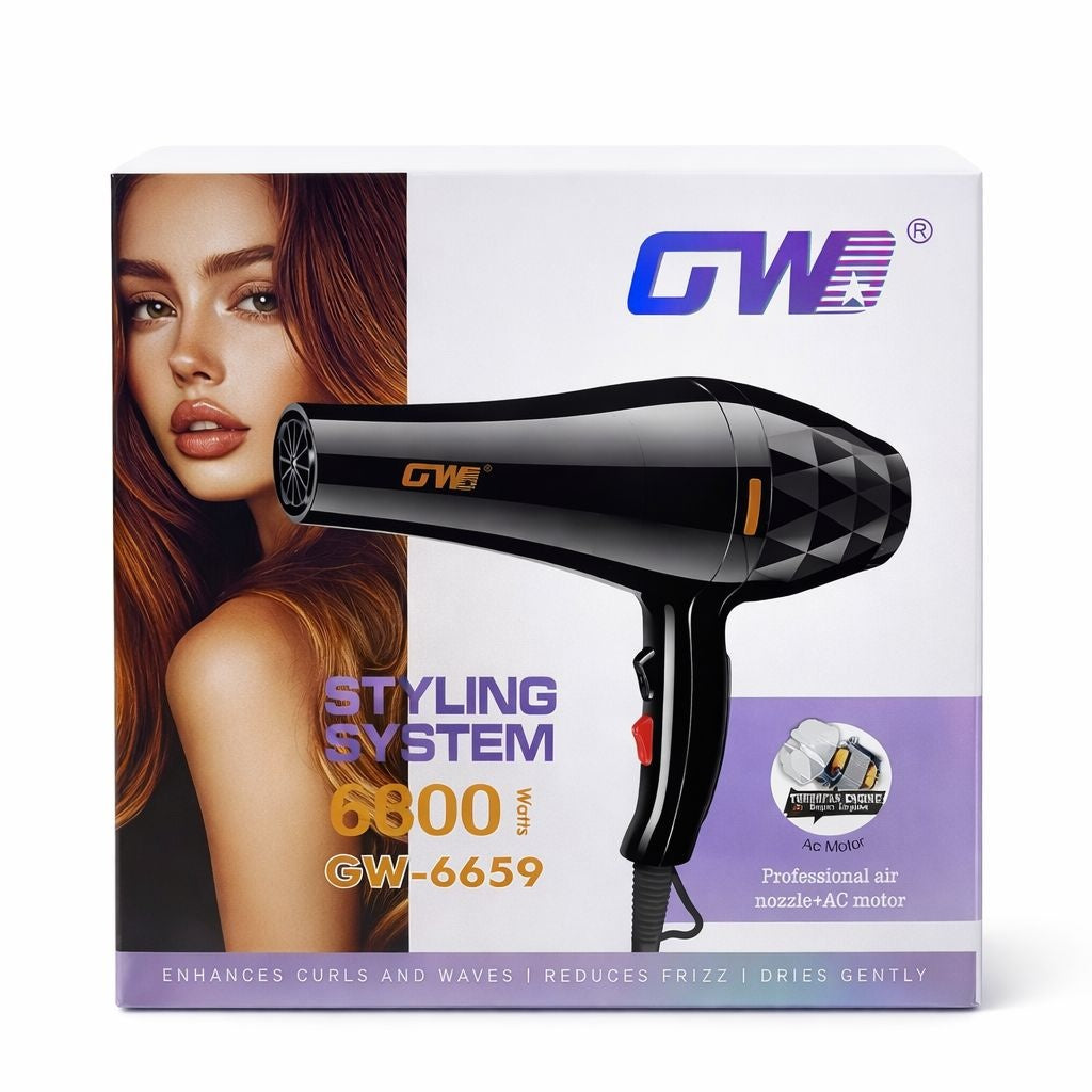 Uscător profesional de păr GW-6659, 6800W, Negru