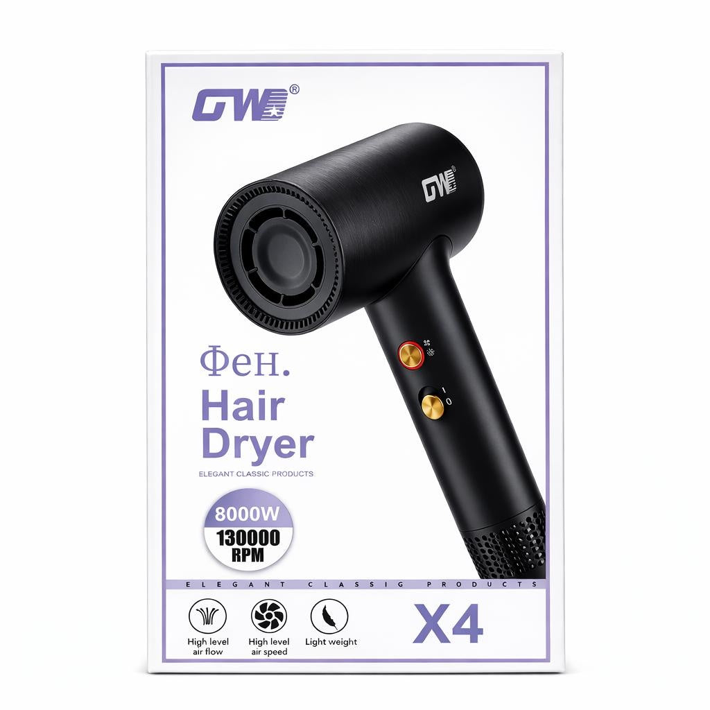 Uscător profesional de păr GW X4, 8000W, Negru