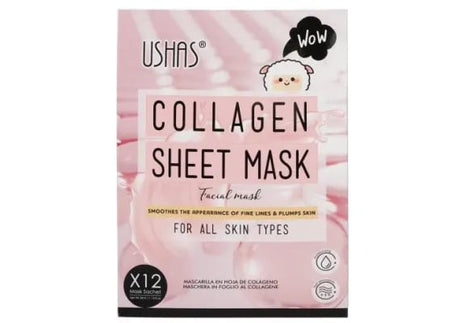 USHAS Collagen Sheet Mask , Masca de Fata cu Colagen pentru Toate Tipurile de Ten, Netezeste si Revitalizeaza Pielea