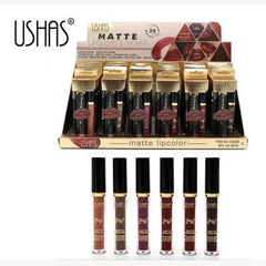 USHAS Matte Lip Color Lip Gloss Lipliner , Ruj Mat cu Gloss si Creion pentru Contur Perfect, 2in1