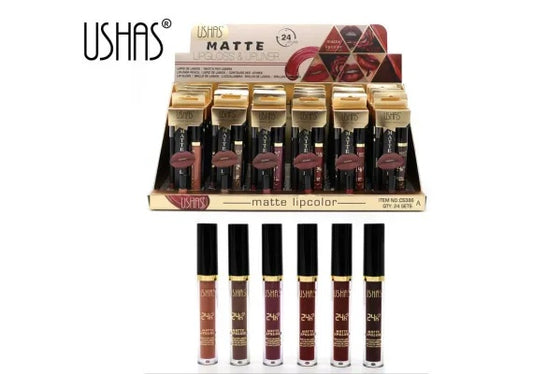 USHAS Matte Lip Color Lip Gloss Lipliner , Ruj Mat cu Gloss si Creion pentru Contur Perfect, 2in1