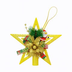 Varf Brad Craciun Stea Aurie cu Poinsettia Glitter si Decor Festiv, 25 cm