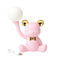 Veioza LED Ursulet Roz cu Sfera Luminoasa , Night Light USB