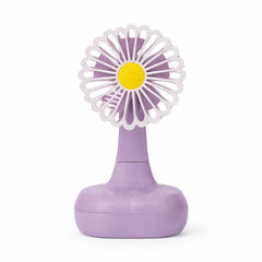 Ventilator birou tip floare margareta, oscilant 90°, 3 viteze, lumina LED, sertar cablu, USB-C, mov