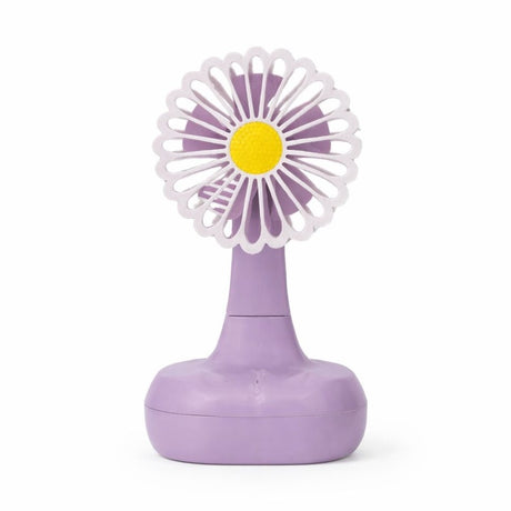 Ventilator birou tip floare margareta, oscilant 90°, 3 viteze, lumina LED, sertar cablu, USB-C, mov