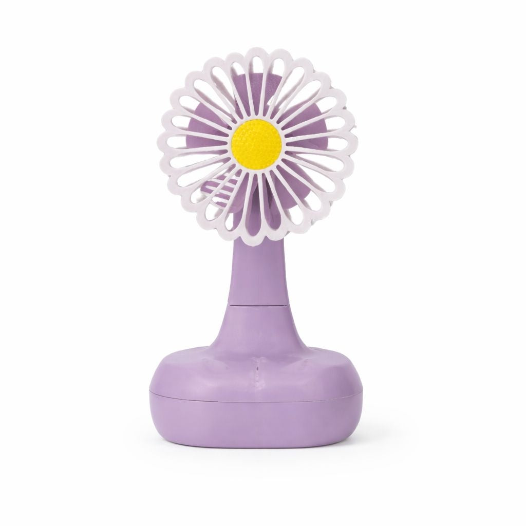 Ventilator birou tip floare margareta, oscilant 90°, 3 viteze, lumina LED, sertar cablu, USB-C, mov