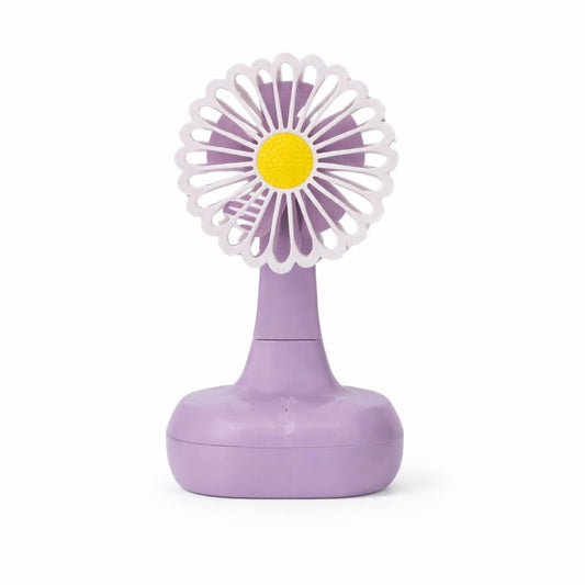 Ventilator birou tip floare margareta, oscilant 90°, 3 viteze, lumina LED, sertar cablu, USB-C, mov