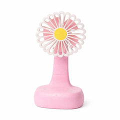 Ventilator birou tip floare margareta, oscilant 90°, 3 viteze, lumina LED, sertar cablu, USB-C, roz