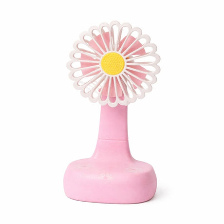 Ventilator birou tip floare margareta, oscilant 90°, 3 viteze, lumina LED, sertar cablu, USB-C, roz