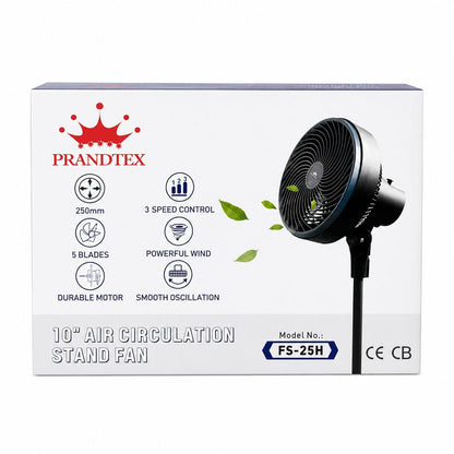 Ventilator cu Picior 10 Inch, negru , 80W, 3 Trepte de Viteză, Oscilație, Circulație Puternică a Aerului