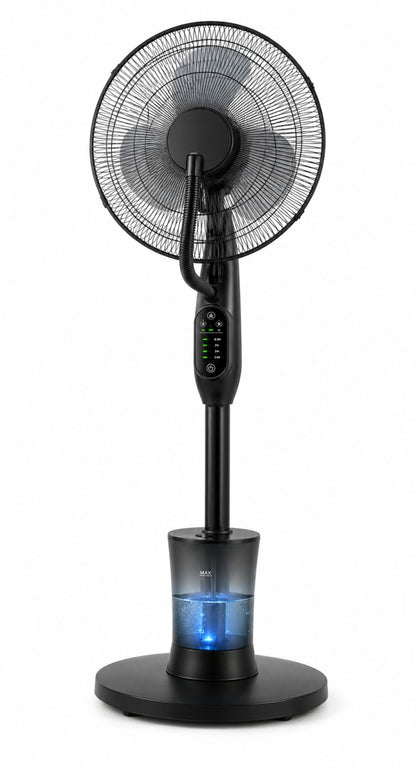 Ventilator cu Umidificator, Negru, 75W, 220V, 3 Viteze, Timer 7.5 Ore, Oscilație 70°