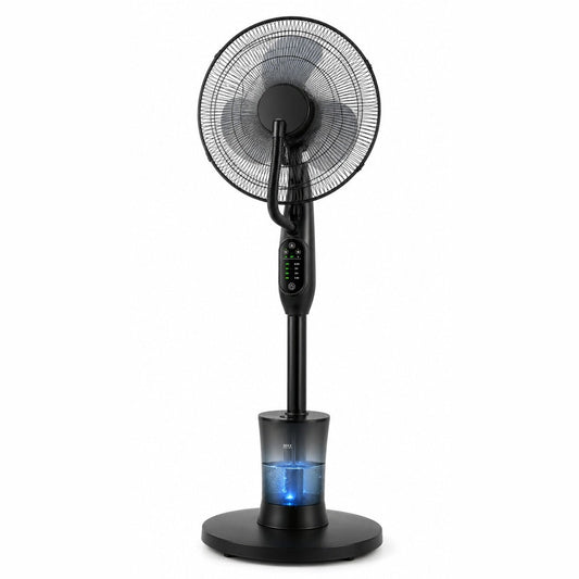 Ventilator cu Umidificator, Negru, 75W, 220V, 3 Viteze, Timer 7.5 Ore, Oscilație 70°