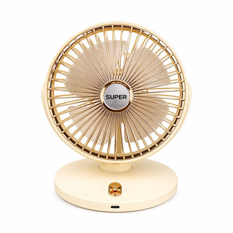 Ventilator de birou reincarcabil crem design compact elegant