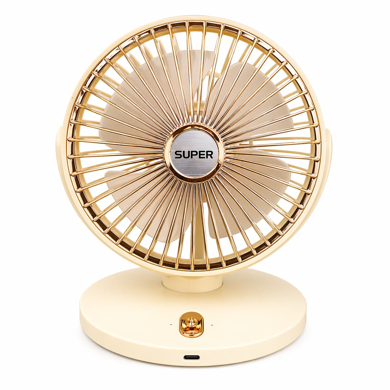 Ventilator de birou reincarcabil crem design compact elegant
