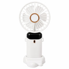 Ventilator de mana alb cu ecran LED afisaj baterie 19x9,5 cm