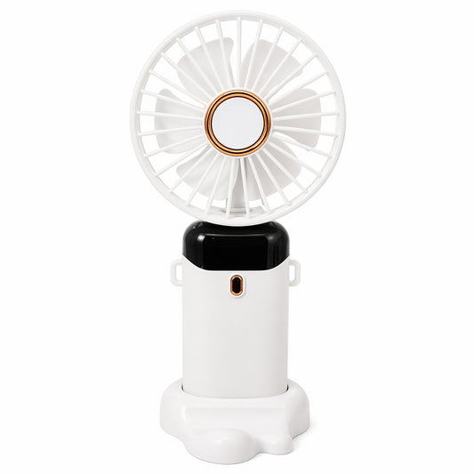Ventilator de mana alb cu ecran LED afisaj baterie 19x9,5 cm