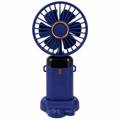 Ventilator de mana albastru cu ecran LED afisaj baterie 19x9,5 cm