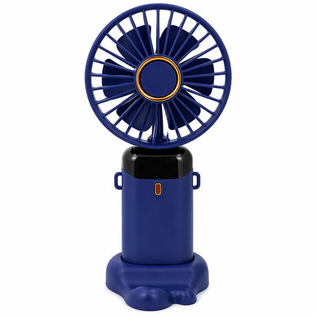 Ventilator de mana albastru cu ecran LED afisaj baterie 19x9,5 cm