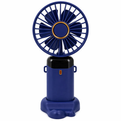 Ventilator de mana albastru cu ecran LED afisaj baterie 19x9,5 cm