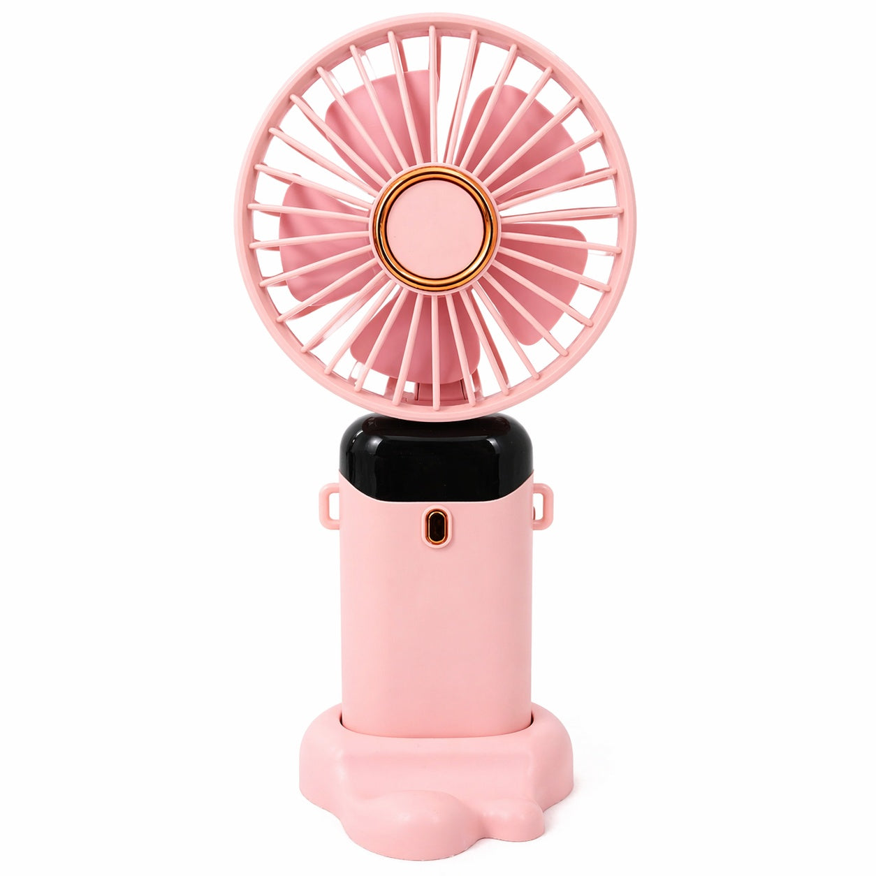Ventilator de mana roz cu ecran LED afisaj baterie 19x9,5 cm