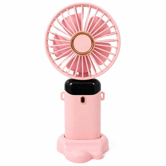 Ventilator de mana roz cu ecran LED afisaj baterie 19x9,5 cm