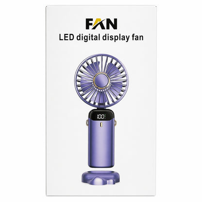 Ventilator de mana verde cu ecran LED afisaj baterie 19x9,5 cm