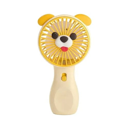 Ventilator portabil copii catel galben, reincarcabil USB, mini ventilator compact