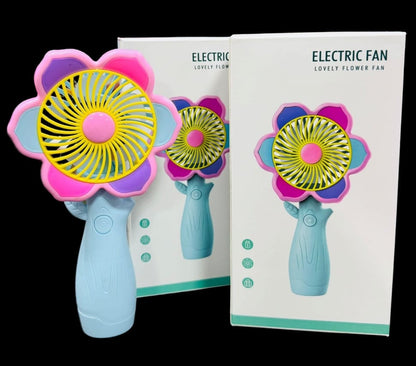 Ventilator portabil copii floare, reincarcabil USB, 3 viteze, design colorat
