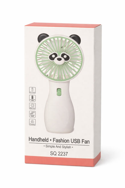 Ventilator portabil copii panda verde, reincarcabil USB, mini ventilator compact