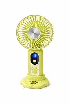 Ventilator portabil cu design labuta animalut, 9 viteze, display digital, suport inclus, verde