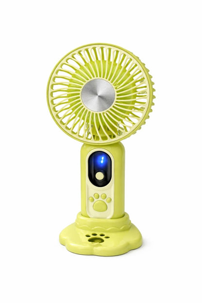 Ventilator portabil cu design labuta animalut, 9 viteze, display digital, suport inclus, verde