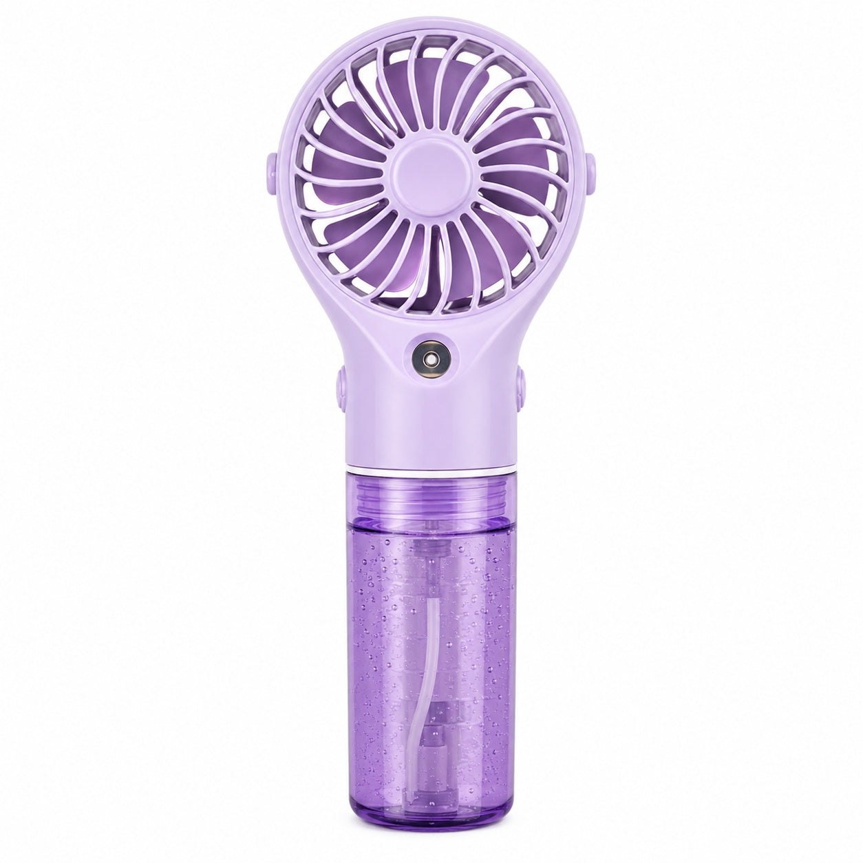 Ventilator portabil cu pulverizare apa, 4 trepte viteza, rezervor apa, reincarcabil USB, mov